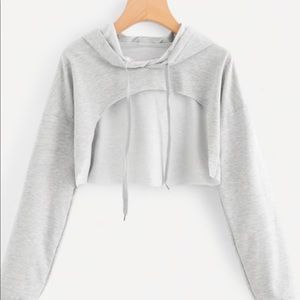 Drop shoulder cut out front hoodie